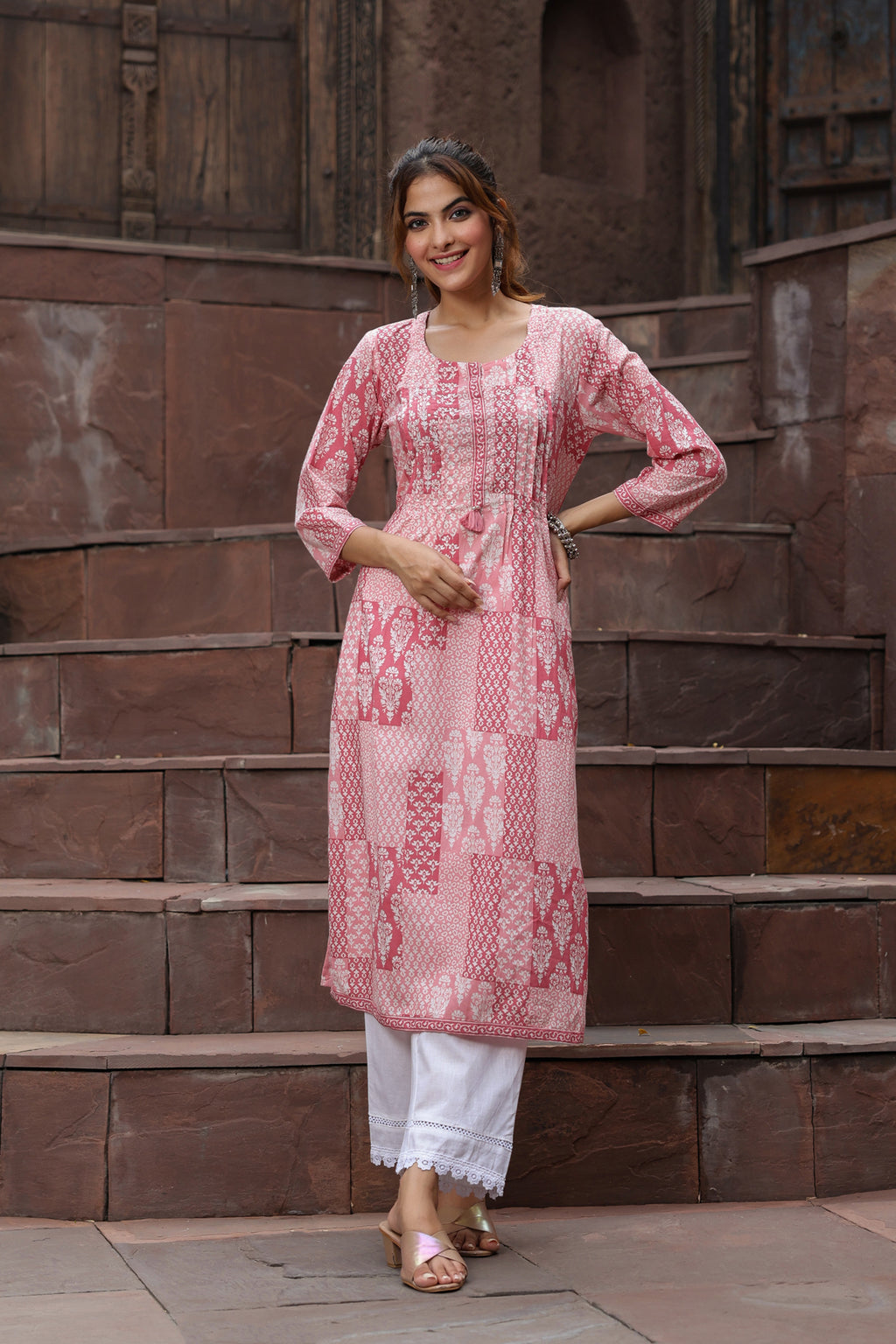 Peach kurta main image 1