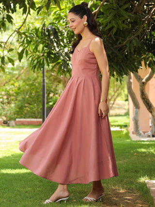 Women Solid Fit and Flare Pure Cotton Midi Dress