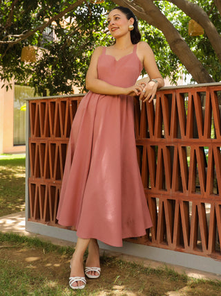 Women Solid Fit and Flare Pure Cotton Midi Dress