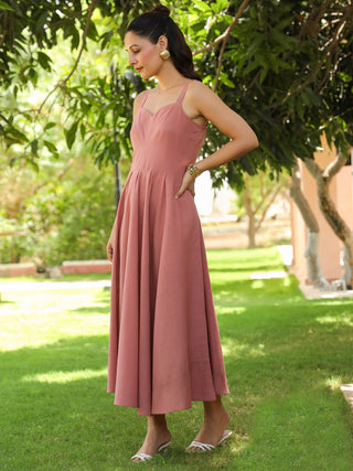 Women Solid Fit and Flare Pure Cotton Midi Dress