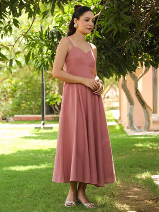 Women Solid Fit and Flare Pure Cotton Midi Dress