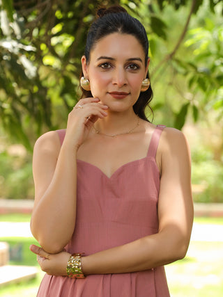 Women Solid Fit and Flare Pure Cotton Midi Dress