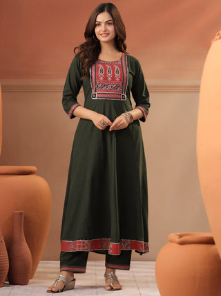 Green Printed 3-Piece Anarkali Kurta Set