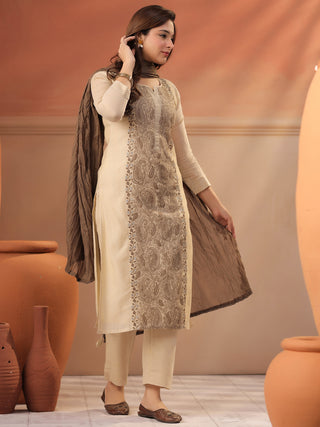 Women Ethnic Motifs Embroidered Regular Thread Work Kurta With Dupatta