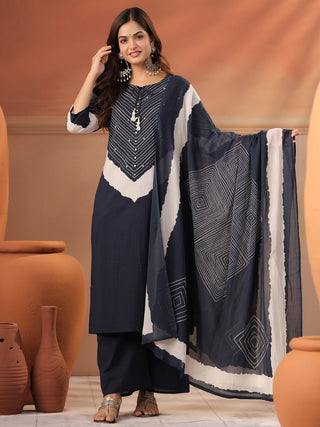 Women Ethnic Motifs Printed Regular Pure Cotton Kurta with Palazzos & With Dupatta