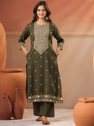 Women Ethnic Motifs Printed Regular Pure Cotton Kurta with Trousers & With Dupatta