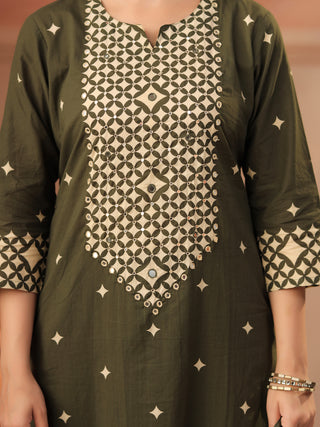 Women Ethnic Motifs Printed Regular Pure Cotton Kurta with Trousers & With Dupatta
