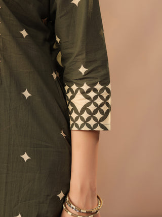 Women Ethnic Motifs Printed Regular Pure Cotton Kurta with Trousers & With Dupatta