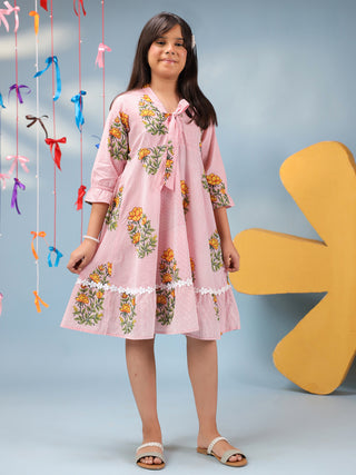 Girls Floral Printed Pure Cotton Dress