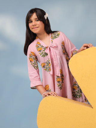 Girls Floral Printed Pure Cotton Dress