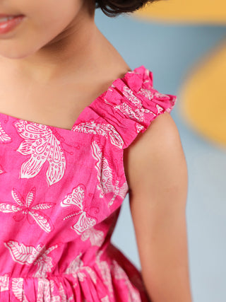 Girls Floral Printed Pure Cotton Peplum Crop Top