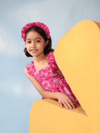 Girls Floral Printed Pure Cotton Peplum Crop Top