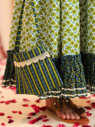 Girls Printed Top with Skirt