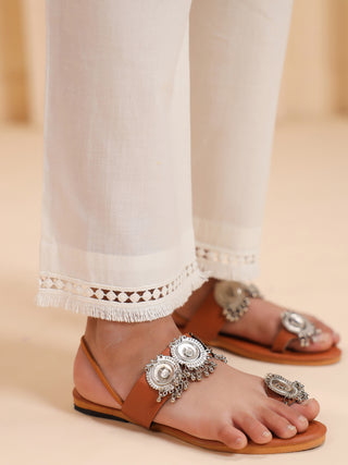 Girls Floral Printed Thread Work Kurta