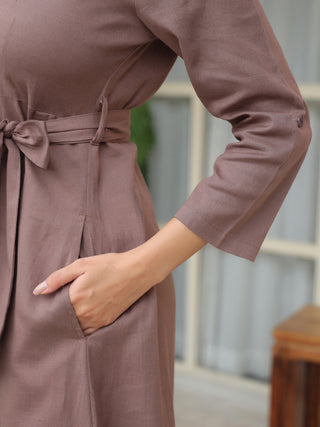 Brown Solid Dress