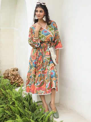 Women Ethnic Motifs Printed V-Neck Fit and Flare Ethnic Dress