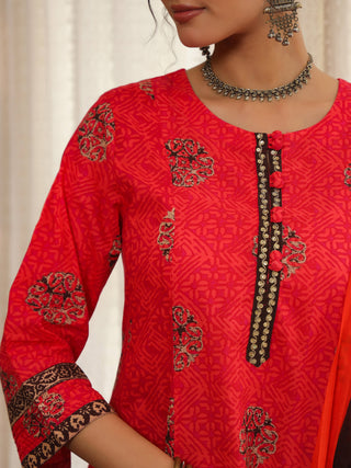 Women Ethnic Motifs Printed Regular Pure Cotton Kurta with Trousers & With Dupatta