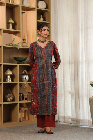 Women Floral Printed Regular Pure Cotton Kurta with Trousers & With Dupatta