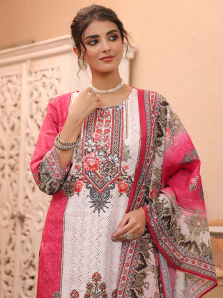 Women Ethnic Motifs Printed Regular Pure Cotton Kurta with Trousers & With Dupatta