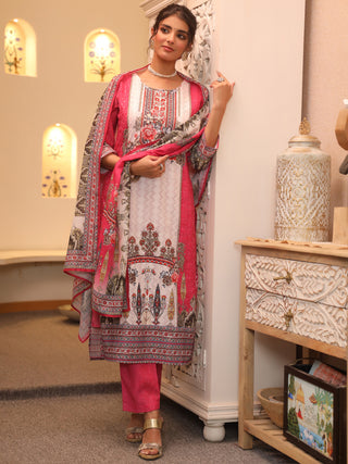 Women Ethnic Motifs Printed Regular Pure Cotton Kurta with Trousers & With Dupatta