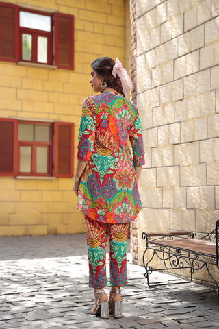 Floral Printed Pure Cotton Tunic & Trouser