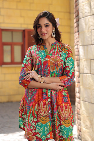 Floral Printed Pure Cotton Tunic & Trouser