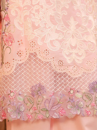 Pink Floral Embroidered 3-Piece Straight Kurta Set