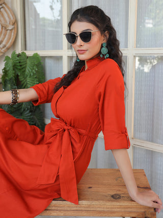 Rust Solid Dress