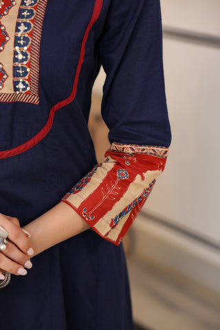Blue Solid 3-Piece Kurta Set