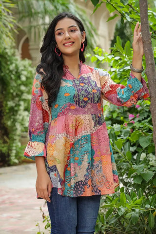 Women Multi Color Floral Printed A-line Kurti