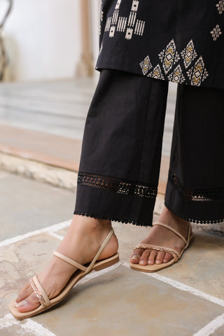 Women Ethnic Motifs Printed Regular Thread Work Pure Cotton Kurta with Trousers & With Dupatta
