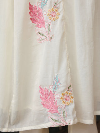 White Floral Embroidered 3-Piece Anarkali Kurta Set