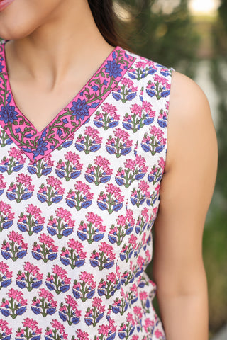 Print Cotton Blend Top