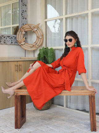 Rust Solid Dress