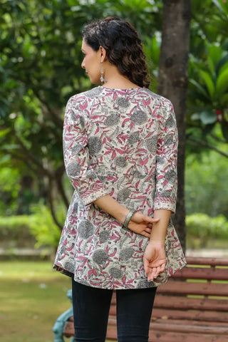 Women Rose Ethnic Motifs Printed Pure Cotton Kurti