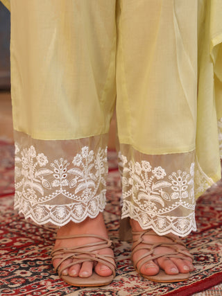 Lime Floral Embroidered Lace 3-Piece Straight Kurta Set