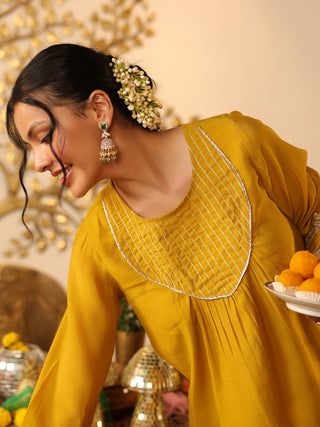 Yellow Lace Chanderi Co-Ord Set