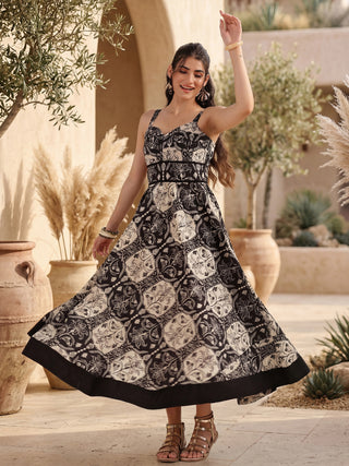 Black Floral Print Dress