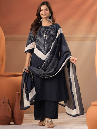 Women Ethnic Motifs Printed Regular Pure Cotton Kurta with Palazzos & With Dupatta