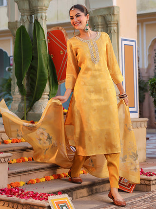 Women Ethnic Motifs Regular Pure Cotton Kurta with Trousers & With Dupatta