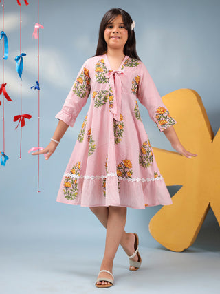 Girls Floral Printed Pure Cotton Dress