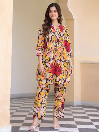 Floral-Printed Cotton Tunic With Trouser Co-Ords