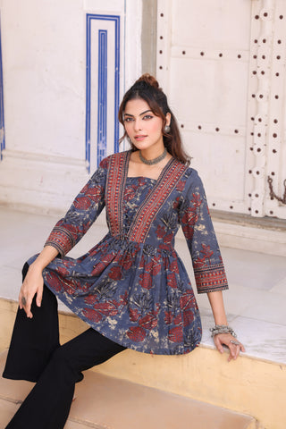 Floral Print Cotton Top