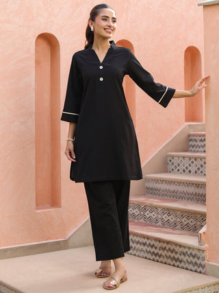 V-Neck Pure Cotton Tunic With Trousers Co-Ords