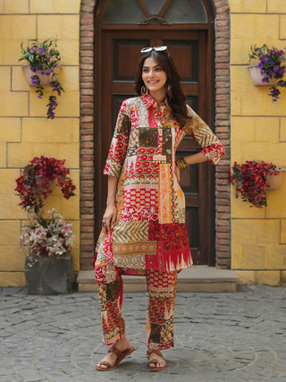 Women Multi Ethnic Motifs Printed Pure Cotton Kurta With Printed Trouser