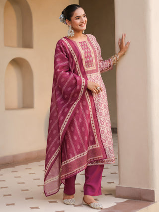 Women Floral Printed Regular Mirror Work Kurta with Trousers & With Dupatta