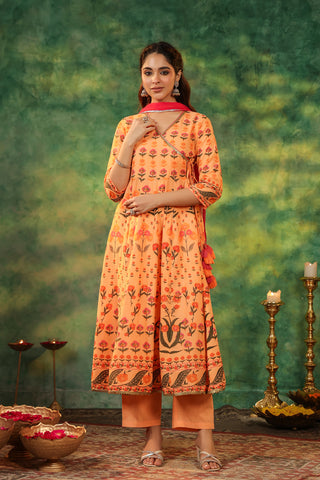 Women Ethnic Motifs Printed Pure Cotton Kurta with Trousers & Dupatta