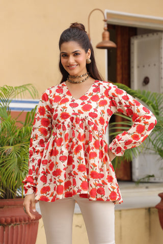 Floral Print Cotton Top