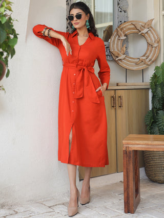 Rust Solid Dress