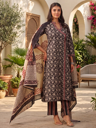 Black Printed Gota Patti 3-Piece Kurta Set
